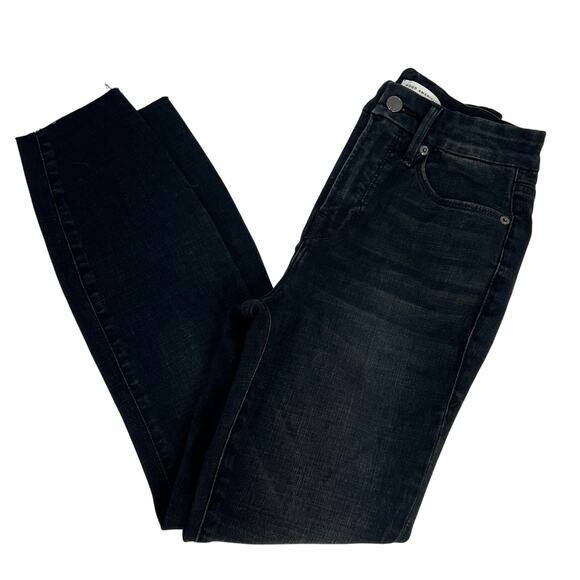 Good American Good Waist Size 2/26 Tapered Leg Denim Jeans Raw Hem in Blue631 - Picture 2 of 14